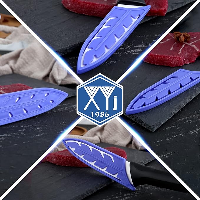 XYJ 2pcs/set Safety Knife Covers Sleeves Knives Edge Guard, Universal Knife Sheath, Utility Ceramic Knife Case Blade Guards Protector Blue Kitchen Knife Cover Sleeve (For 5'' Ceramic Knife)