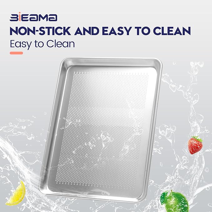 BIEAMA 6 Pack Half Size 18" x 13" Aluminum Baking Sheet Pan Perforated, Commercial Bakery Equipment Cookie Sheets, NSF Approved Baking Tray