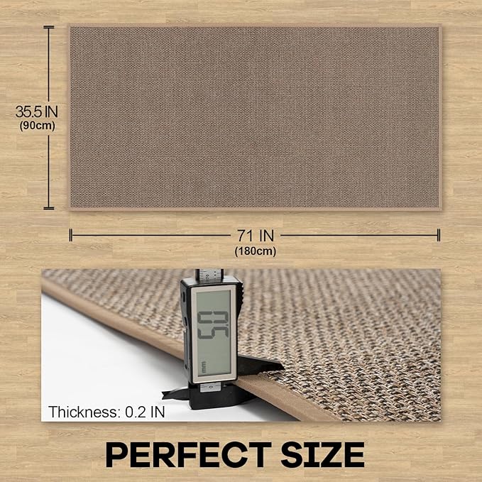 Kitchen Rug, Rubber Non Slip Kitchen Rugs Washable, Absorbent Runner Mat for Floor, Machine Washable Standing Mats for in Front of Sink, Door, Laundry, Entryway, Hallway (Brown, 71" × 35.5")