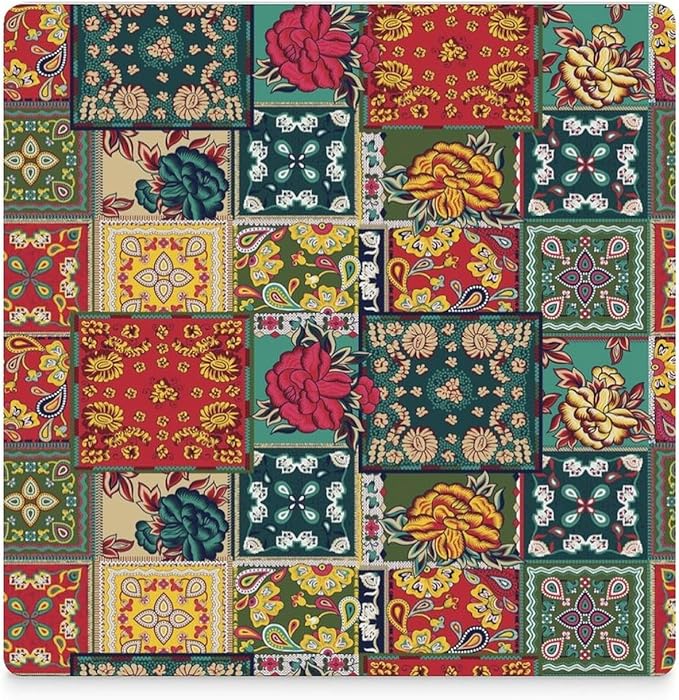 Floral Drink Coasters, Square Ceramic Drink Coaster Square-6PCS, Abstract Perris Flower Nature Plant Colorful Boho Floral Decor Absorbent Ceramic Coasters for Beverage Cup, Bar, Coffee Table