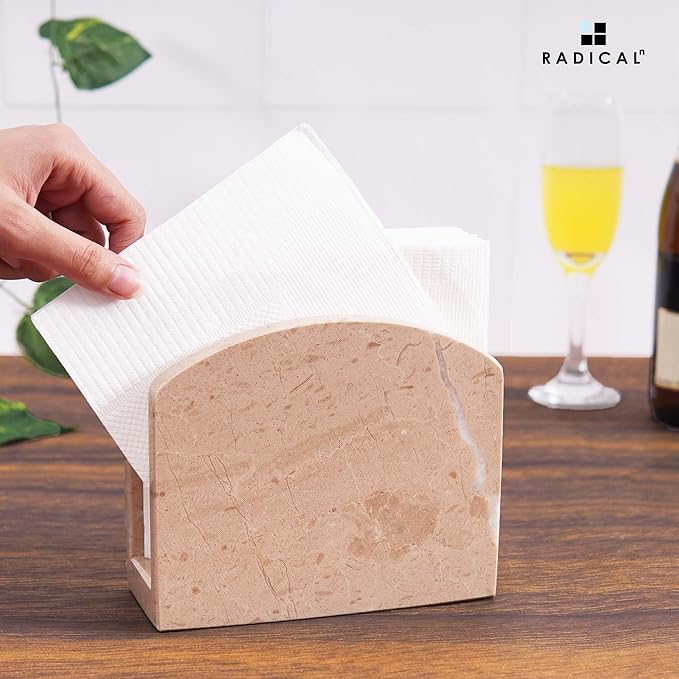 Radicaln Marble Napkin Holder 5.5" Inch Verona Handmade Serviette Holder - Kitchen Table Top Decor, Napkins For Coffee Table, Cocktail Napkin Holder, Kitchen Accessories