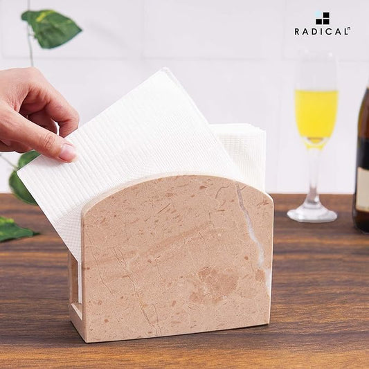 Radicaln Marble Napkin Holder 5.5" Inch Verona Handmade Serviette Holder - Kitchen Table Top Decor, Napkins For Coffee Table, Cocktail Napkin Holder, Kitchen Accessories