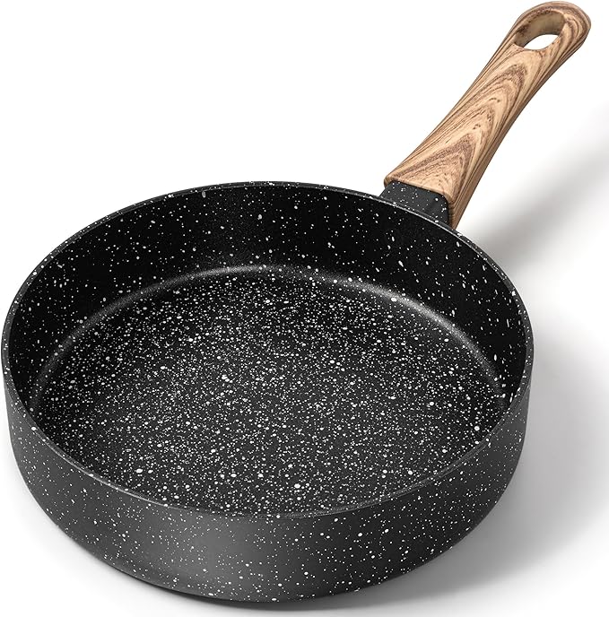 MICHELANGELO Small Frying Pan Nonstick - 6 Inch Single Egg Frying Pan, Mini Skillet with Stay-Cool Handle, Non-Toxic Omelette Pan, Black