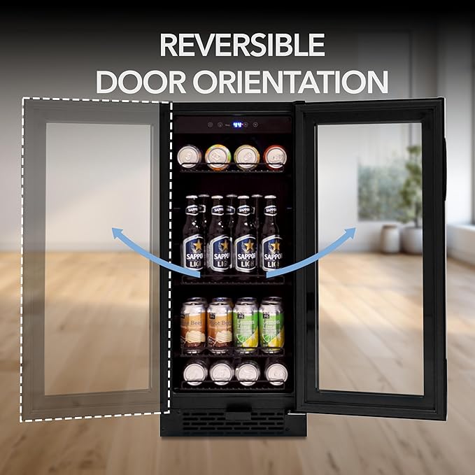 Whynter BBR-801BG Built Beverage Refrigerator and Cooler Mini Fridge with Glass Door with Lock, 3.0 Cubic Feet, Black, 100