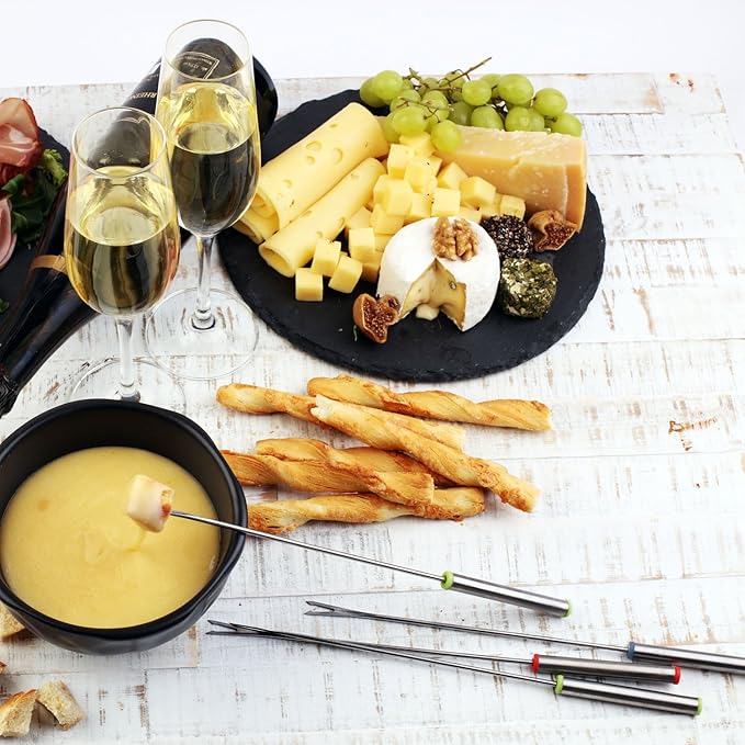 18 Pcs 9.5 Inch Stainless Steel Fondue Forks with Heat Resistant Handle Fondue Sticks for Cheese Pot Chocolate Roast Marshmallows Meat