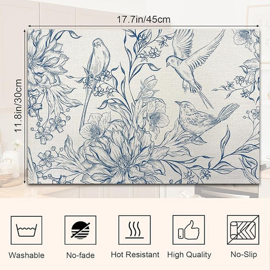 Flowers Branches Rustic Placemats Tablemats Resistant Place Mats Kitchen Decor Dining Decoration for Party, Washable Placemats Set of 4-11