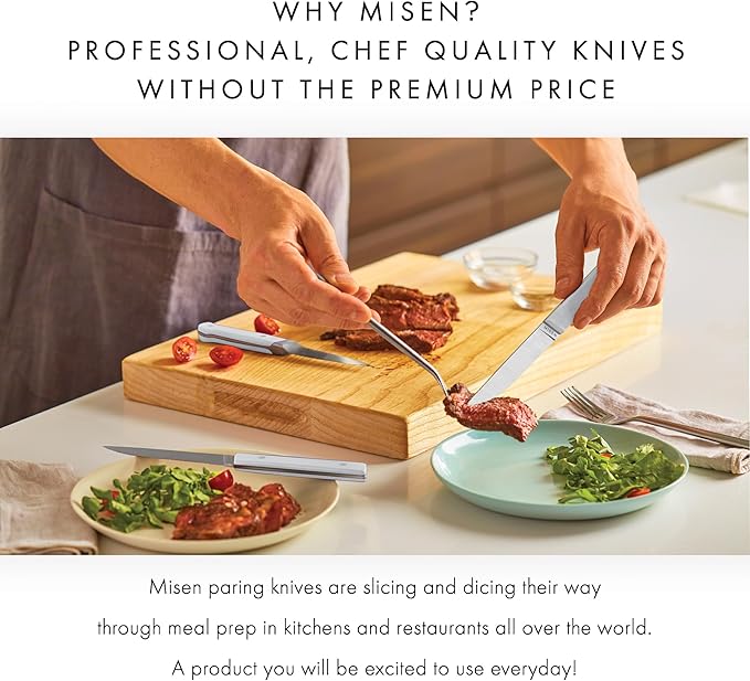Misen 3.5" Paring Knife – Precision High-Carbon Stainless Steel Blade – Ergonomic Handle for Peeling, Trimming, and Slicing – Lightweight, Versatile Kitchen Tool for All Culinary Tasks - White