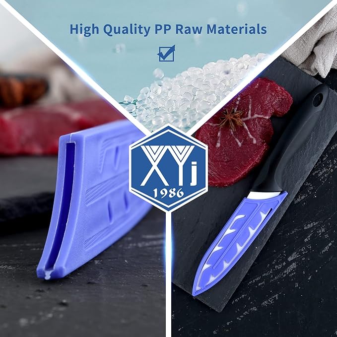 XYJ 2pcs/set Safety Knife Covers Sleeves Knives Edge Guard, Universal Knife Sheath, Utility Ceramic Knife Case Blade Guards Protector Blue Kitchen Knife Cover Sleeve (For 5'' Ceramic Knife)