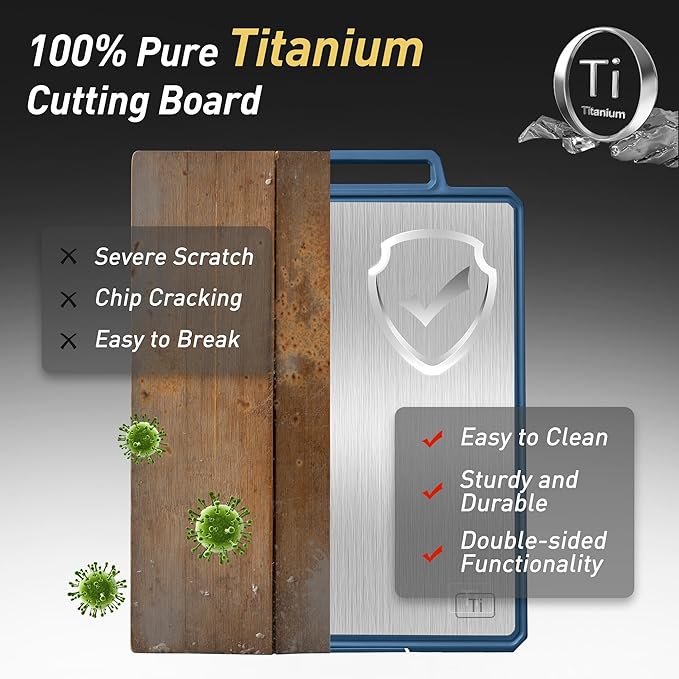 2 Packs Pure Titanium Cutting Boards for Kitchen Chopping Board Butcher Block 2 in 1 Titanium PP Mother Day Best Mama Mommy Ever Mother In Law Gifts Stepmom Grandma Gigi Nana Present