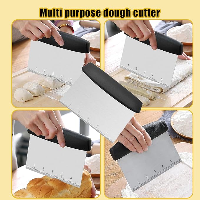Danish Dough with Sourdough Scoring Tool-Bread Whisk Set of 6 Pieces-Dough Hook,Dutch Whisk,Bread Lame,Bench Scraper & Pastry Brush Bread Making Tools and Baking Supplies