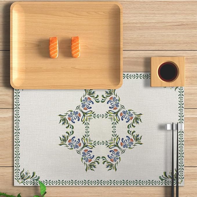 Easy Clean Rustic Placemats Tablemats Resistant Place Mats Kitchen Decor Dining Decoration for Party, Washable Placemats Set of 4-12