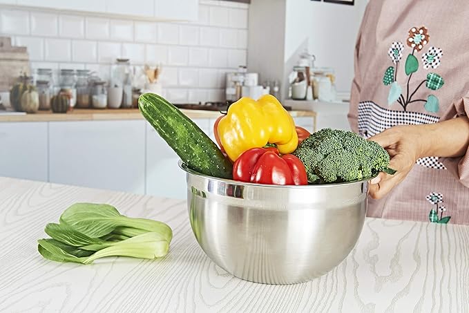 Stainless Steel Mixing Bowl for Baking Cooking and Food Storage Metal Kitchen Aid Mixing Bowls 5 Quart