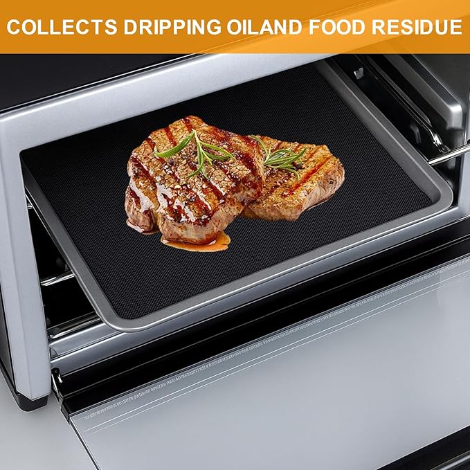 GWYSY Oven Liners for Bottom of Oven, 13.8"x12" Reusable Non-Stick Heat Resistant Accessories Mat for Emeril Lagasse Dual Zone 360 Air Fryer Oven 25 QT Extra Large and more, 4 Pack
