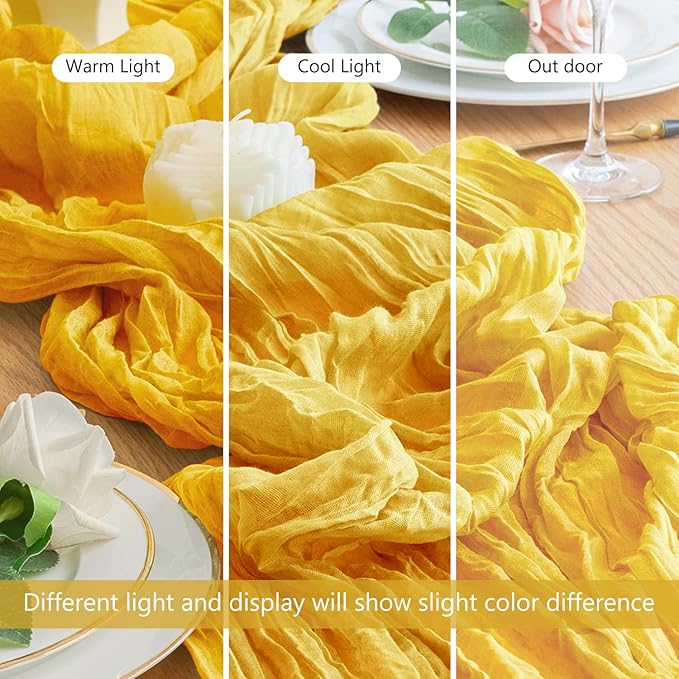 Wokceer Cheesecloth Table Runner 6Pack 10FT Gold Christmas Gauze Cheese Cloth Table Runner for Party Long Rustic Sheer Table Runners for Baby Bridal Shower Wedding Easter Table