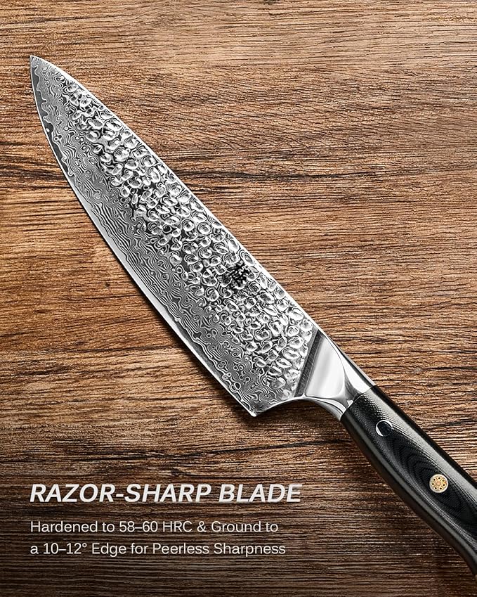 KYOKU Knife Set, Shogun Series 3pc Japanese Style Kitchen Knife Set, 8" Chef 3.6" Paring 6" Utility Knife with Sheath Gift Box, Professional Sharp Damascus Stainless Steel Knives for Meat Vegetable