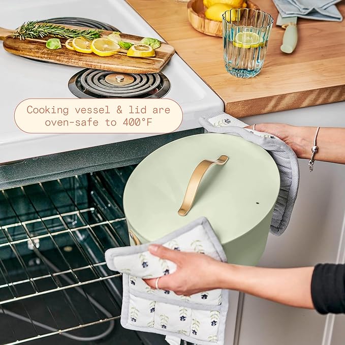 Beautiful 10-in-1 Electric MultiCooker 6 Quart - Programmable Slow Cooker, Sous Vide, Rice Cooker - Sleek Touch Timer & Delayed Start - Kitchen Appliance by Drew Barrymore (Sage Green)