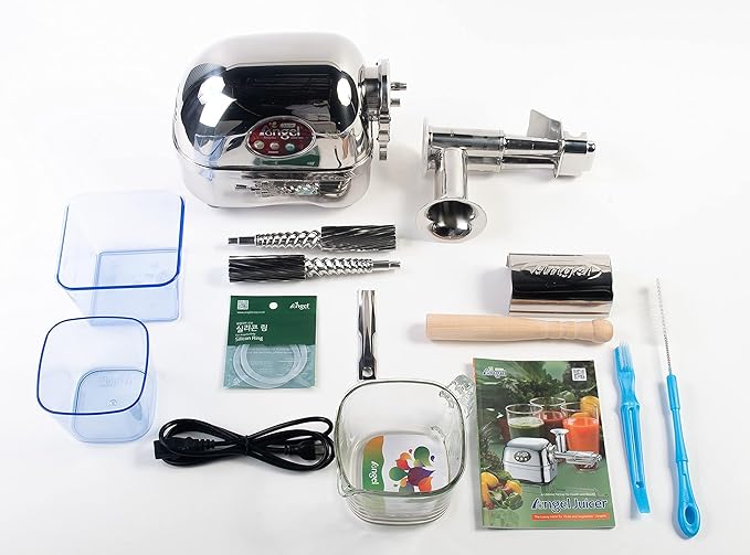 Angel Juicer AG-5500 Stainless Steel Premium Cold Press Slow Juicing Machine, SUS-304 Food Grade, 3HP Grinding Force, 82RPM Masticating Slow Juicer