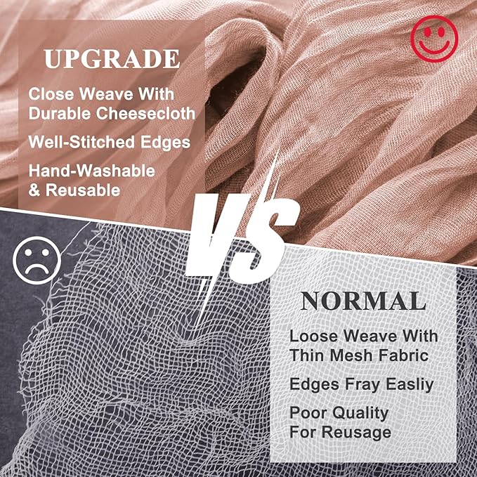 Wokceer Cheesecloth Table Runner Thanksgiving 12Pack 10FT Dusty Pink Boho Gauze Fall Cheese Cloth Table Runner for Party Long Rustic Sheer Table Runners for Baby Bridal Shower Wedding Easter Table