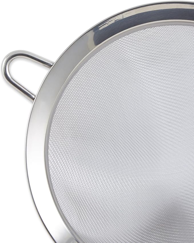 RSVP International Endurance Kitchen Collection, Stainless Steel Fine Mesh Conical Sieve/Colander, Multi-Purpose for Cooking, Baking, Loose Leaf Tea, Bar Strainer Cocktails, 8-Inch