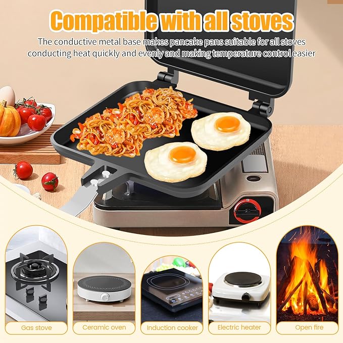 Stovetop Toasted Sandwich Maker, Aluminum Sandwich Maker Press Camping for Gas Stove, Stovetop Sandwich Maker & Panini Press for Home Kitchen Breakfast Camping