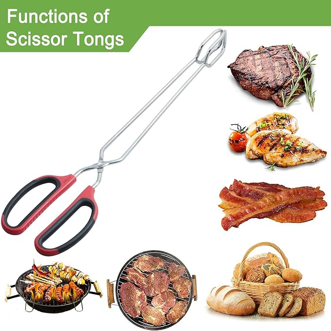 Extra Long Scissor Tongs 16-Inch Stainless Steel Barbecue Grilling Tongs