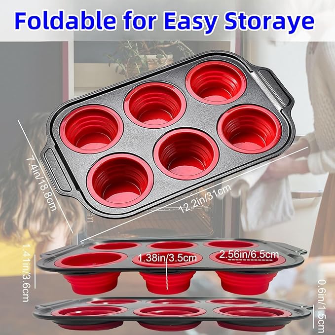YiYeraio Silicone Muffin Pan, 6 Cups Muffin Pans for Baking with Metal Frame, Cupcake Pan, Egg Bite Molds, Muffin Tin Tray Easy to Pop Nonstick Non Toxic Bakeware for Oven
