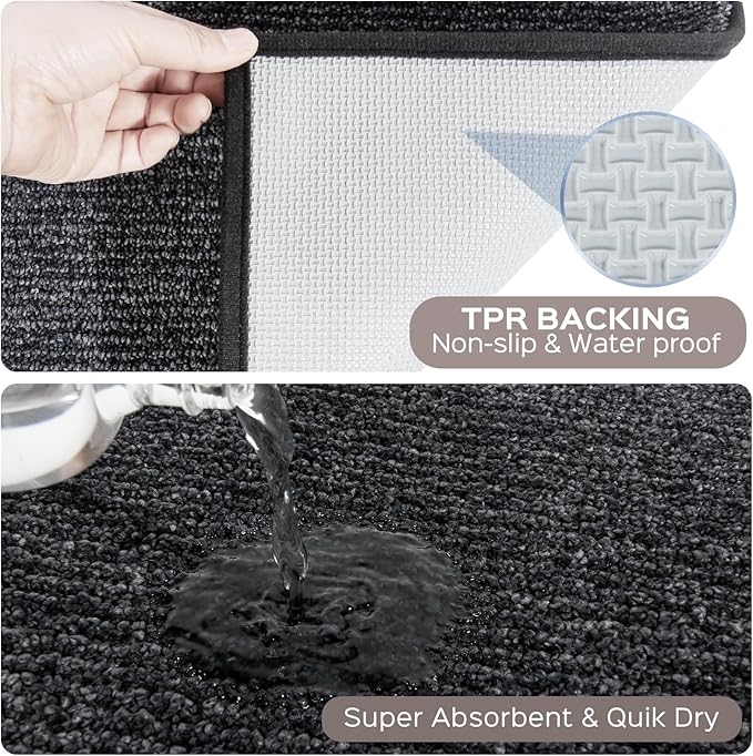 Washable Kitchen Rug 24" x 35.5" / 60cm x 90cm, Non Slip Kitchen Mat for Floor, Absorbent Indoor Entryway Rug for Laundry, Bathroom, Bedroom
