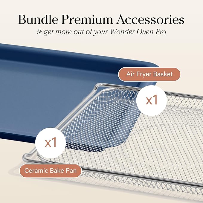 Our Place Wonder Oven Pro Essentials Kit with Large Aluminum Bake Pan and Steel Air Fryer Basket | Non-Toxic, Non-stick, Easy-to-Clean Baking & Frying Accessories, Oven-Safe up to 450°F | Blue Salt