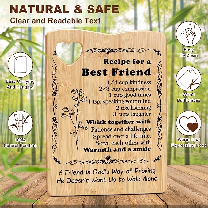 YUEYUQIU Best Friend Birthday Gifts for Women - Friendship Gifts for Women Friends, Ideal Birthday Christmas Gifts for Friend, Best Friend Cutting Board Set Present - Kitchen Decor for Best Friend