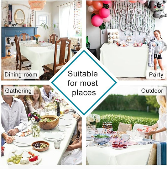 Hiasan Ivory Tablecloth for Rectangle Tables - Waterproof and Spillproof Washable Fabric Table Cloth for Dining Room Kitchen, 70 x 108 Inch