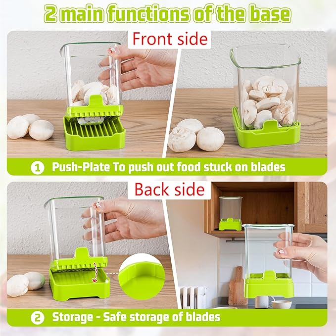 3-in-1 Strawberry Banana & Egg Slicer Cup | Detachable Fruit Cutter with Push Plate for Effortlessly Safe Slicing | Quick Meal Prep & Snacks Kitchen Gadget (Food green)