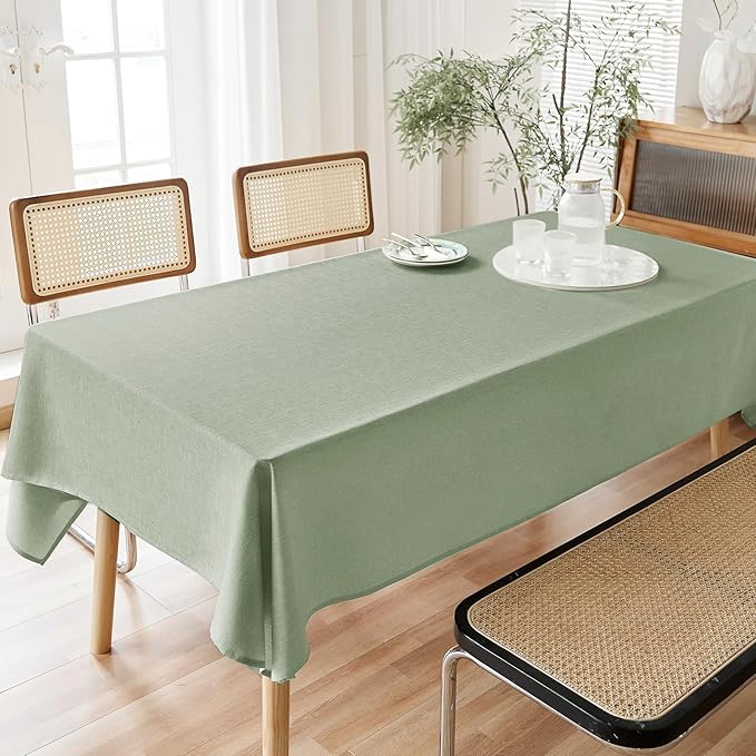 AUSSPVOCT 2 Pcs Textured Linen Table Cloth for Rectangle Table - 52x70 Inch Cloth Tablecloth Rectangular Waterproof Washable Fabric Dining Table Cover for Christmas Holiday Party Kitchen Decor