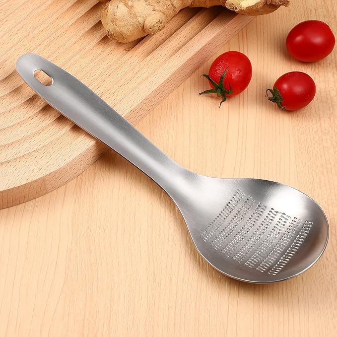 Hemoton Cheese Zester Cheese Graters for Kitchen Stainless Steel Garlic Grinders Ginger Grater Grinder Zester Spoon Metal Lemon Zester Grater With Handle for Cheese, Chocolate, Kitchen Gadgets