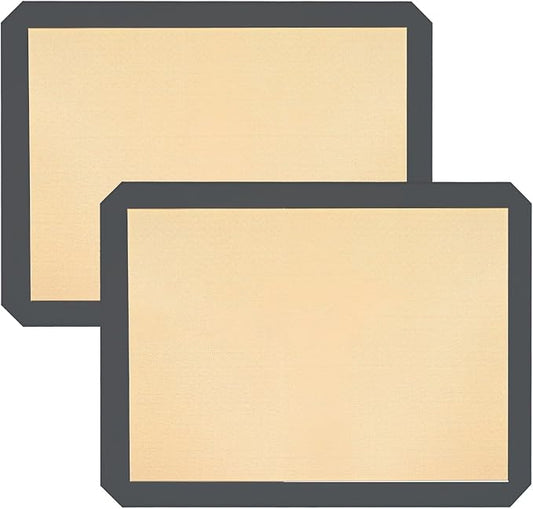Silicon Baking Mats, 16.5"x11.6" 2-Pack Reusable Silicon Baking Mat Sheet, Baking Sheets Non-Stick, Food Safe Baking Mats Can Be Used For Baking Cookies, Bread, Pizzas