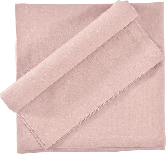 FINGERCRAFT Cloth Napkins, Cotton Linen Blend 20in Napkins Cloth Washable 12 Pack Premium Quality for Parties, Weddings, Mitered Corner Dinner Napkin for Every Day Use Special Color Dusty Pink