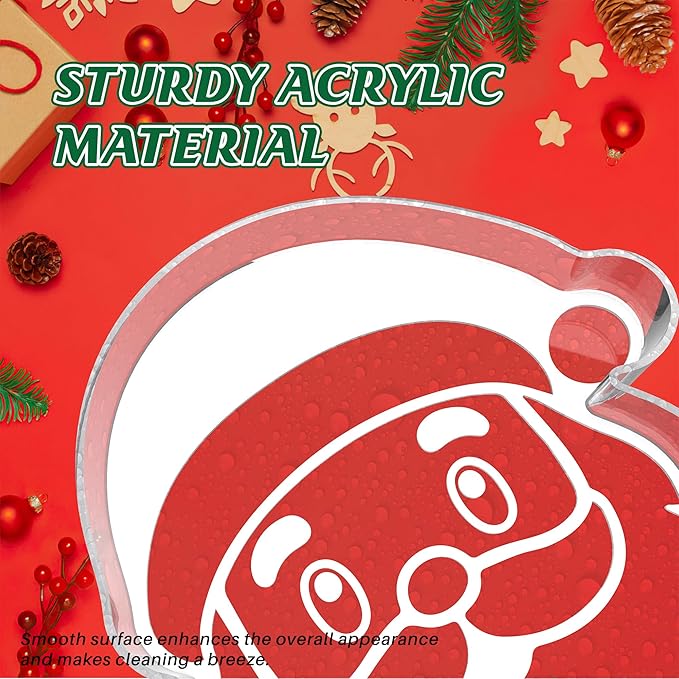 11" Christmas Santa Charcuterie Boards, Acrylic Reusable Serving Tray for Dessert Appetizer Display, Cute Decorative Snack Platter for Xmas Party Table Decoration