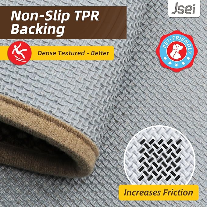 JSEI Kitchen Rugs and Mats, 2PCS Non-Slip Kitchen Mats for Floor, Machine Washable Absorbent and Stain Resistant Kitchen Runner, Carpet Mats with TPR Backing, 17''x30''+17''x60'', Taupe