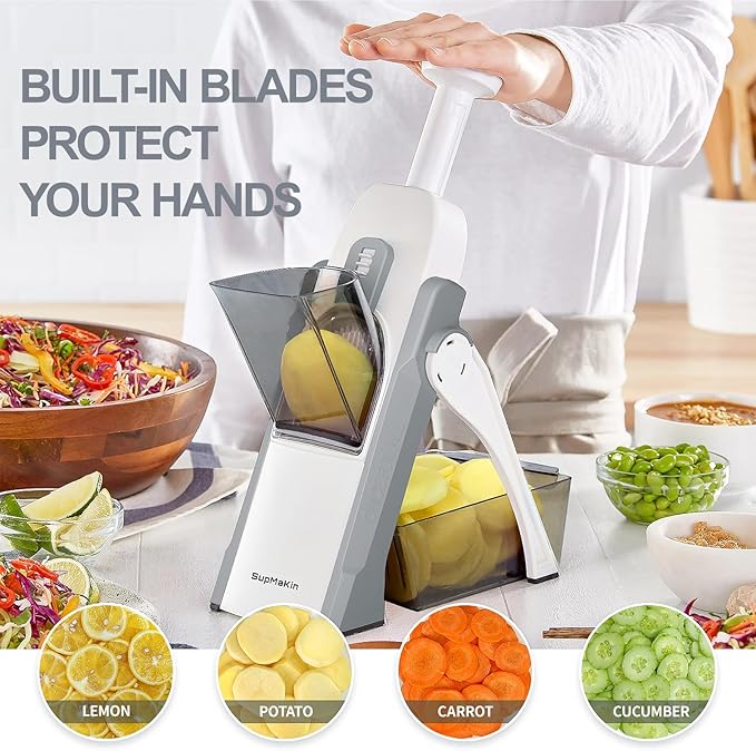 SAFE SLICER GRAY + LARGE MANDOLINE SLICER AND CHOPPER Blue