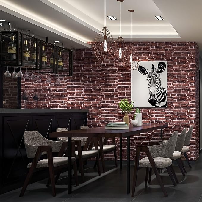 20PCS 3D Wall Panels Peel and Stick 3D Brick Wallpaper Peel and Stick Faux Stone Wall Panel Foam Brick Self-Adhesive Wallpaper (Red,20pcs)