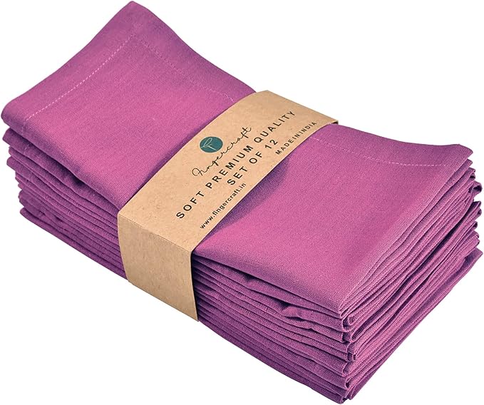 Cloth Napkins Dinner Washable Set of 4 in Cotton Linen Fabric Premium Quality, Mitered Corners for Reusable Every Day Use Pre Shrunk and Good Absorbency Christmas Cloth Napkins (Pack of 4, Magenta)