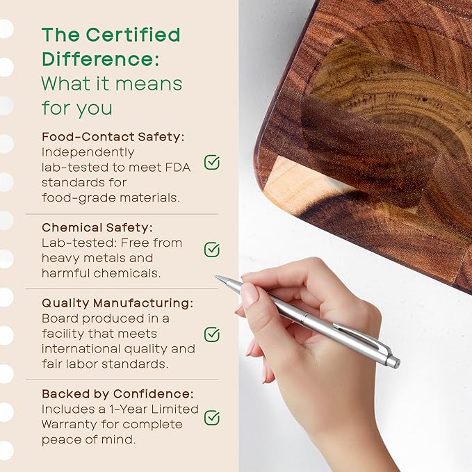 WoodSentials Evergreen End Grain Cutting Board for Kitchen - Large Heavy Duty 16x12.4x1.5" Acacia Wood Butcher Block with Feet - Reversible Charcuterie Meat & Cheese Board - Chef Quality Gift in Box