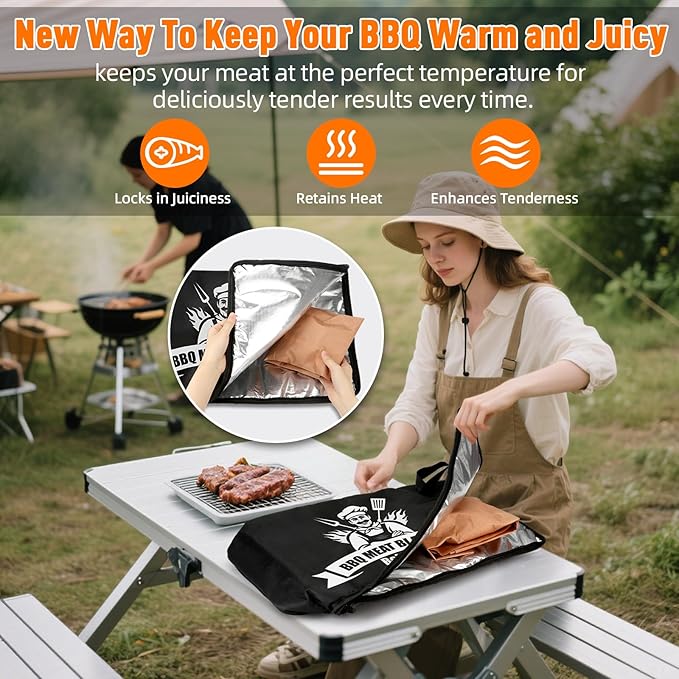 Valentines Day Gifts Upgraded BBQ Blanket for Resting Meat - Smoker Accessories Brisket Blanket - Insulated Meat Resting Bag with Wide Mouth for Steak/ Pork Shoulder/ Turkey - Birthday Anniversary BBQ Accessories Grilling Gifts for Men Dad Husband(21inch)