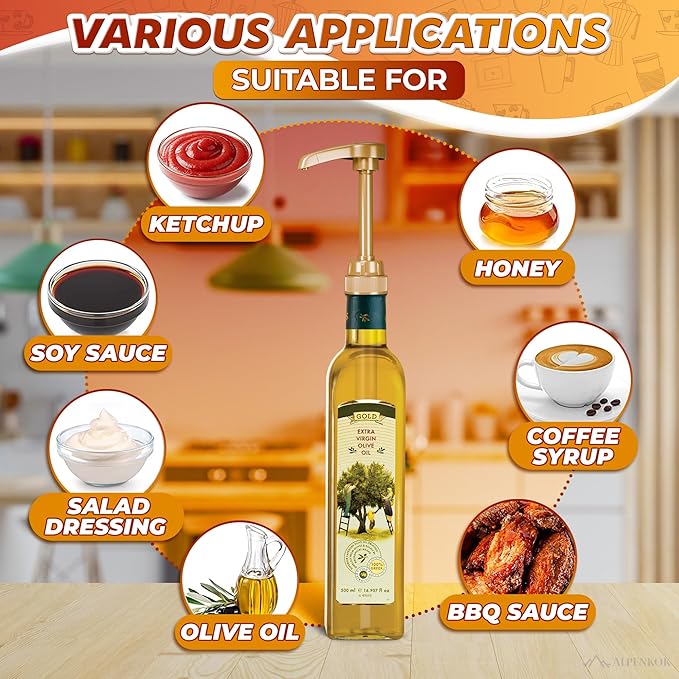 Pumps for Syrup Bottles 5 Pack - 9.25" Closed/11.54" Open Coffee Syrup Dispenser Pump - Lockable Mechanism, Fits Various 25.4 oz Bottles, Easy to Use & Clean, Suitable for Liquids, Pastes & Sauces