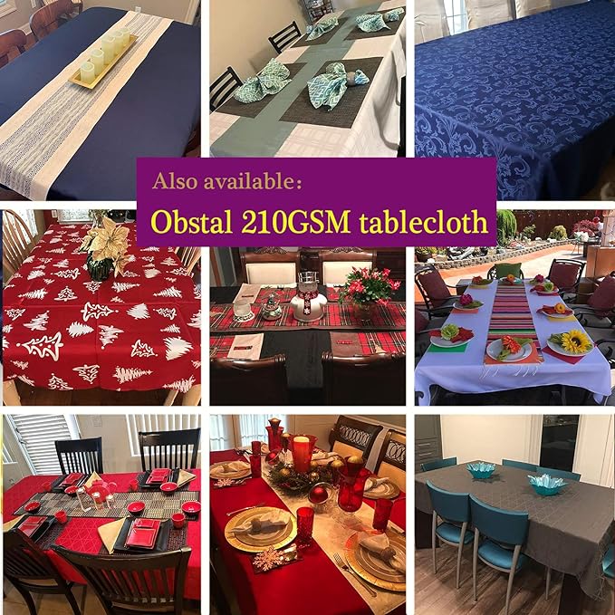 Obstal 210GSM Rectangle Table Cloth - Heavy Duty Water Resistance Microfiber Tablecloth, Decorative Fabric Table Cover for Outdoor and Indoor Use (Burgundy, 60 x 84 Inch)