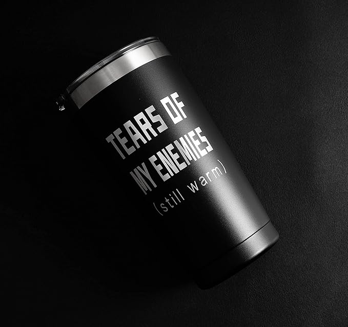 ARIABLE Tears Of My Enemies - Best Gifts for Men, Him, Dad, Husband, Son, Boyfriend, Coworker, Boss - Perfect Sarcastic Birthday - Military Gift for Veterans - 20 Oz Engraved Tumbler, Black