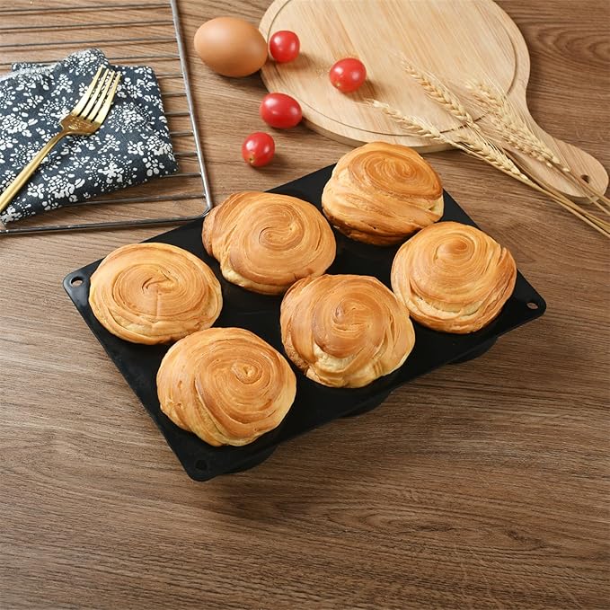Mirenlife 6 Cups Non-Stick Silicone Muffin Pan and Cupcake Maker, Large Size Cupcake Pan, Set of 2