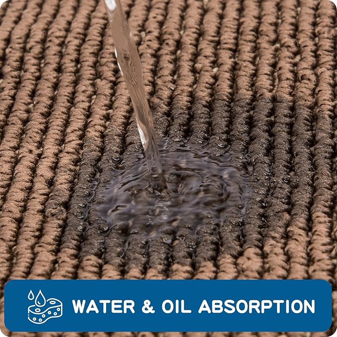PURRUGS Machine Washable Kitchen Runner Rug 2ft x 6ft, Non-Slip/Skid Hallway Runner Rug, Super Absorbent Soft Area Rug for Hallway, Kitchen & Laundry, Rolled Packaging, Brown