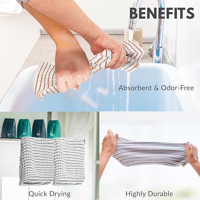 World's Best Kitchen Dish Cloths - Set of 12 Assorted Dishcloths for Washing Dishes - Absorbent Poly Cotton Waffle Weave Dish Rags, Made in USA