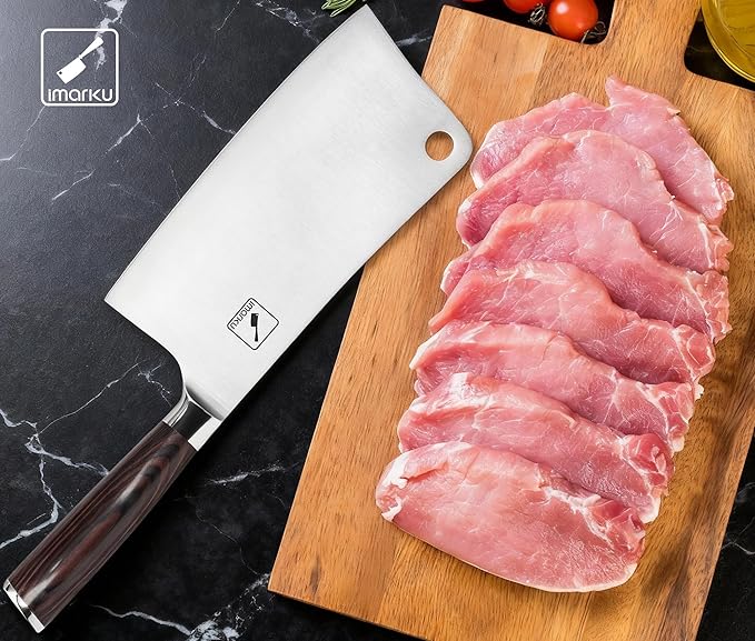 imarku Meat Cleaver 7 Inch, Razor Sharp Japanese High Carbon Steel Vegetable Cleaver Knife, Multipurpose Kitchen Chopper Butcher Knife for Home Kitchen & Restaurant, Ergonomic, Gifts for Men and Women
