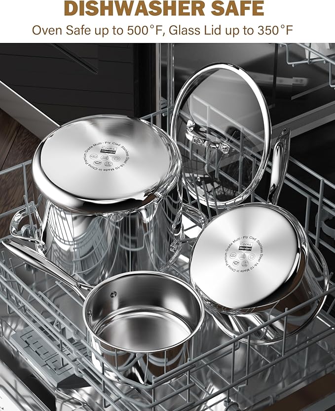 Cooks Standard Stainless Steel Stock Pot, 8-Quart Multi-Ply Clad Cooking Canning Pot with Lid, Induction Stockpot, Silver